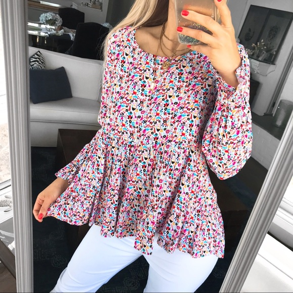 🧡 JANE AND DELANCEY PINK ORANGE RUFFLE TOP! - Picture 3 of 11